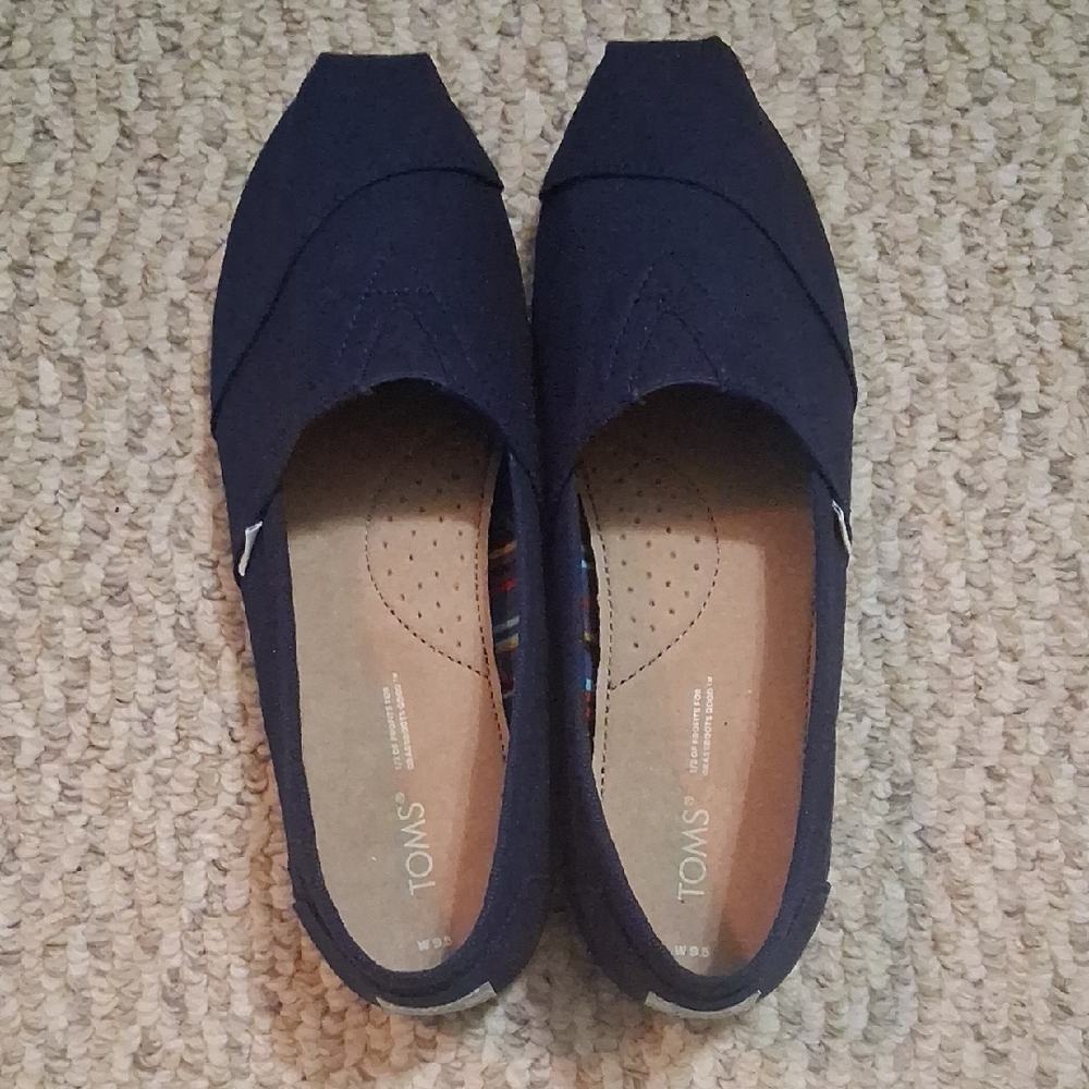 Toms Navy Canvas Slip-On Flats